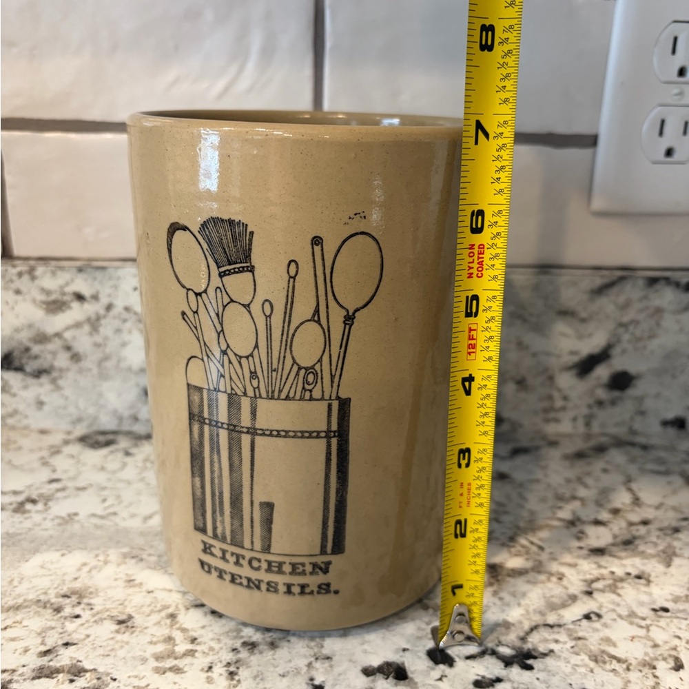 Pearson Beige Vintage Ceramic Kitchen Utensil Holder with Printed Graphic - Picture 8 of 9